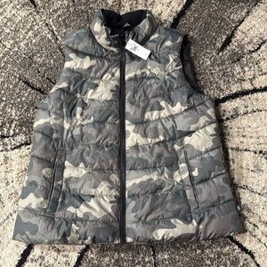 Gap Puffer Vest Mens Small Green Camouflage Full Zip Camo